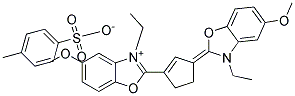 3-ETHYL-2-(3-[3-ETHYL-5-METHOXY-1,3-BENZOXAZOL-2(3H)-YLIDENE]-1-CYCLOPENTEN-1-YL)-5-METHOXY-1,3-BENZOXAZOL-3-IUM 4-METHYLBENZENESULFONATE Struktur