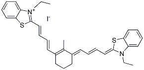 3-ETHYL-2-[(1E,3E)-4-(3-((E,2E)-4-[3-ETHYL-1,3-BENZOTHIAZOL-2(3H)-YLIDENE]-2-BUTENYLIDENE)-2-METHYL-1-CYCLOPENTEN-1-YL)-1,3-BUTADIENYL]-1,3-BENZOTHIAZOL-3-IUM IODIDE Struktur