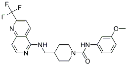 N-(3-METHOXYPHENYL)-4-(([2-(TRIFLUOROMETHYL)-1,6-NAPHTHYRIDIN-5-YL]AMINO)METHYL)PIPERIDINE-1-CARBOXAMIDE Struktur