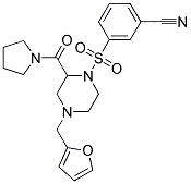 3-([4-(2-FURYLMETHYL)-2-(PYRROLIDIN-1-YLCARBONYL)PIPERAZIN-1-YL]SULFONYL)BENZONITRILE Struktur