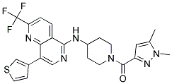 N-(1-[(1,5-DIMETHYL-1H-PYRAZOL-3-YL)CARBONYL]PIPERIDIN-4-YL)-8-(3-THIENYL)-2-(TRIFLUOROMETHYL)-1,6-NAPHTHYRIDIN-5-AMINE Struktur