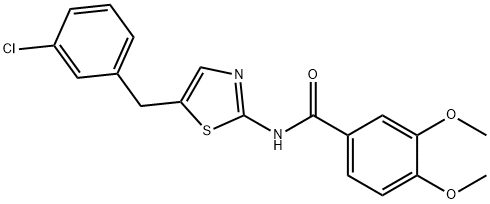 N-[5-(3-CHLORO-BENZYL)-THIAZOL-2-YL]-3,4-DIMETHOXY-BENZAMIDE Struktur