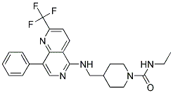 N-ETHYL-4-(([8-PHENYL-2-(TRIFLUOROMETHYL)-1,6-NAPHTHYRIDIN-5-YL]AMINO)METHYL)PIPERIDINE-1-CARBOXAMIDE Struktur