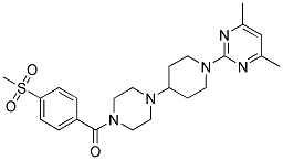 4,6-DIMETHYL-2-(4-(4-[4-(METHYLSULFONYL)BENZOYL]PIPERAZIN-1-YL)PIPERIDIN-1-YL)PYRIMIDINE Struktur