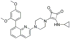 3-(CYCLOPROPYLAMINO)-4-(4-[8-(2,4-DIMETHOXYPHENYL)QUINOLIN-2-YL]PIPERAZIN-1-YL)CYCLOBUT-3-ENE-1,2-DIONE Struktur