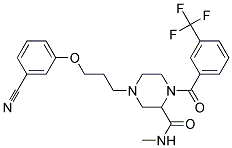 4-[3-(3-CYANOPHENOXY)PROPYL]-N-METHYL-1-[3-(TRIFLUOROMETHYL)BENZOYL]PIPERAZINE-2-CARBOXAMIDE Struktur