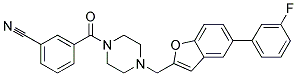 3-[(4-([5-(3-FLUOROPHENYL)-1-BENZOFURAN-2-YL]METHYL)PIPERAZIN-1-YL)CARBONYL]BENZONITRILE Struktur