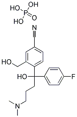 4-[4-DIMETHYLAMINO-1-(4-FLUOROPHENYL)-1-HYDROXY BUTYL]-3-HYDROXYMETHYL-BENZONITRILE-PHOSPHATE Struktur