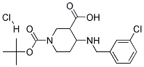 4-(3-CHLORO-BENZYLAMINO)-PIPERIDINE-1,3-DICARBOXYLIC ACID 1-TERT-BUTYL ESTER HYDROCHLORIDE Struktur