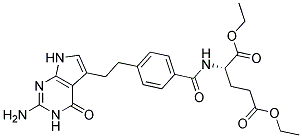 (S)-2-{4-[2-(2-AMINO-4-OXO-4,7-DIHYDRO-3H-PYRROLO[2,3-D]PYRIMIDIN-5-YL)-ETHYL]-BENZOYLAMINO}-PENTANEDIOIC ACID DIETHYL ESTER Struktur