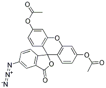 3',6'-BIS(ACETYLOXY)-5-AZIDO-SPIRO[ISOBENZOFURAN-1(3H),9'-[9H]XANTHEN]-3-ONE Struktur