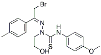 N1-(4-METHOXYPHENYL)-2-[2-BROMO-1-(4-METHYLPHENYL)ETHYLIDENE]-1-(2-HYDROXYE THYL)HYDRAZINE-1-CARBOTHIOAMIDE Struktur