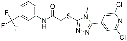 N1-[3-(TRIFLUOROMETHYL)PHENYL]-2-{[5-(2,6-DICHLORO-4-PYRIDYL)-4-METHYL-4H-1 ,2,4-TRIAZOL-3-YL]THIO}ACETAMIDE Struktur