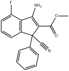 METHYL 3-AMINO-1-CYANO-4-FLUORO-1-PHENYL-1H-INDENE-2-CARBOXYLAT Struktur