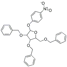 3,4-BIS-BENZYLOXY-2-BENZYLOXYMETHYL-5-(4-NITRO-PHENOXY)-TETRAHYDRO-FURAN Struktur