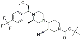 3-CYANO-4-{(S)-4-[(R)-2-METHOXY-1-(4-TRIFLUOROMETHYL-PHENYL)-ETHYL]-3-METHYL-PIPERAZIN-1-YL}-PIPERIDINE-1-CARBOXYLIC ACID TERT-BUTYLESTER Struktur