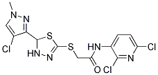 N1-(2,6-DICHLORO-3-PYRIDYL)-2-{[5-(4-CHLORO-1-METHYL-1H-PYRAZOL-3-YL)-4,5-D IHYDRO-1,3,4-THIADIAZOL-2-YL]THIO}ACETAMIDE Struktur