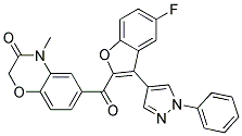 6-[5-FLUORO-3-(1-PHENYL-1H-PYRAZOL-4-YL)-BENZOFURAN-2-CARBONYL]-4-METHYL-4H-BENZO[1,4]OXAZIN-3-ONE Struktur