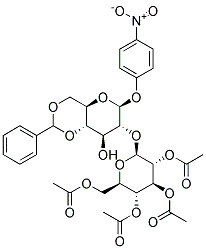 4-NITROPHENYL 4,6-O-BENZYLIDENE-2-O-(2,3,4,6-TETRA-O-ACETYL-B-D-GLUCOPYRANOSYL)-B-D-GLUCOPYRANOSIDE Struktur