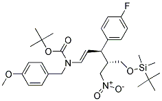 [(E)-(3R,4S)-5-(TERT-BUTYL-DIMETHYL-SILANYLOXY)-3-(4-FLUORO-PHENYL)-4-NITROMETHYL-PENT-1-ENYL]-(4-METHOXY-BENZYL)-CARBAMIC ACID TERT-BUTYL ESTER Struktur