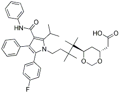 (4r,6r)-1,3-dioxane-4-acetic acid, 6-[2-[2-(4-fluorophenyl)-5-(1-methylethyl)-3-phenyl-4-[(phenylamino)carbonyl]-1h-pyrrol-1-yl]ethyl]-2,2-dimethyl-1,1-dimethylethyl ester Struktur