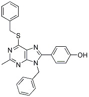 4-(9-BENZYL-6-(BENZYLTHIO)-2-METHYL-9H-PURIN-8-YL)PHENOL Struktur