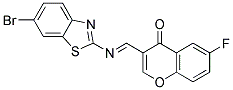 3-{[(E)-6-BROMOBENZOTHIAZOL-2-YLIMINO]METHYL}-6-FLUORO-CHROMEN-4-ONE Struktur