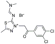 3-[2-(3,4-dichlorophenyl)-2-oxoethyl]-2-{[(dimethylamino)methylidene]amino}-5-methyl-1,3,4-thiadiazol-3-ium bromide Struktur