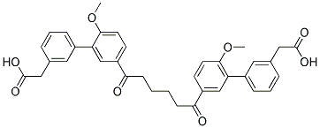 {5'-[6-(3'-CARBOXYMETHYL-6-METHOXY-BIPHENYL-3-YL)-6-OXO-HEXANOYL]-2'-METHOXY-BIPHENYL-3-YL}-ACETIC ACID Struktur