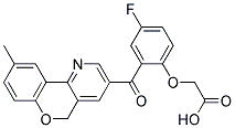 {4-FLUORO-2-[(9-METHYL-5H-CHROMENO[4,3-B]PYRIDIN-3-YL)CARBONYL]PHENOXY}ACETIC ACID Struktur