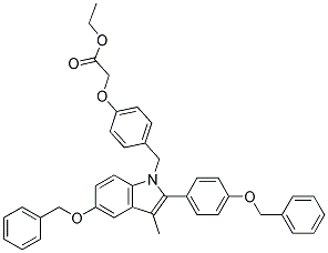 {4-[5-BENZYLOXY-2-(4-BENZYLOXY-PHENYL)-3-METHYL-INDOL-1-YLMETHYL]-PHENOXY}-ACETIC ACID ETHYL ESTER Struktur