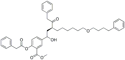 5-[(S)-1-HYDROXY-3-PHENYLACETYL-9-(4-PHENYL-BUTOXY)-NONYL]-2-PHENYLACETOXY-BENZOIC ACID METHYL ESTER Struktur