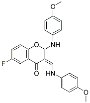 6-FLUORO-2-(4-METHOXY-PHENYLAMINO)-3-[1-(4-METHOXY-PHENYLAMINO)-METH-(Z)-YLIDENE]-CHROMAN-4-ONE Struktur