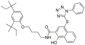 N-[4-[2,4-bis(1,1-dimethylpropyl)phenoxy]butyl]-1-hydroxy-4-[(1-phenyl-1H-tetrazol-5-yl)thio]naphthalene-2-carboxamide Struktur