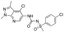 N-(4-chloro-1,3-dimethyl-1H-pyrazolo[3,4-b]pyridin-5-yl)-N'-[1-(4-chlorophenyl)-1-methyl-1-oxo-lambda~6~-sulphanylidene]urea Struktur