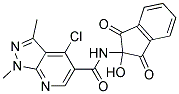 4-chloro-N-(2-hydroxy-1,3-dioxo-2,3-dihydro-1H-inden-2-yl)-1,3-dimethyl-1H-pyrazolo[3,4-b]pyridine-5-carboxamide Struktur