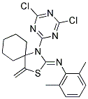 N1-[1-(4,6-dichloro-1,3,5-triazin-2-yl)-4-methylidene-3-thia-1-azaspiro[4.5]dec-2-yliden]-2,6-dimethylaniline Struktur