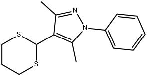 3,5-DIMETHYL-4-(1,3-DITHIAN-YL)-1-PHENYLPYRAZOLE Struktur