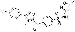 4-(4-chlorophenyl)-3-methyl-2-(4-{[(5-methylisoxazol-3-yl)amino]sulphonyl}anilino)-1,3-thiazol-3-ium bromide Struktur