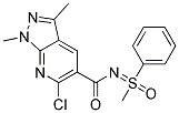 N5-(1-METHYL-1-OXO-1-PHENYL-LAMBDA~6~-SULPHANYLIDENE)-6-CHLORO-1,3-DIMETHYL-1H-PYRAZOLO[3,4-B]PYRIDINE-5-CARBOXAMIDE Struktur