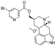 6-methyl-10alpha-methoxy-8-beta(5-bromonicotioyloxy-methyl)ergoline Struktur