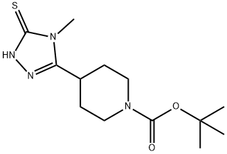 4-[4-Methyl-5-thio-4H-1,2,4-triazol-3-yl]piperidine, N-BOC protected Struktur