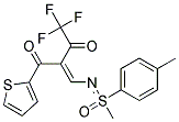 4,4,4-trifluoro-2-({[1-methyl-1-(4-methylphenyl)-1-oxo-lambda~6~-sulphanylidene]amino}methylidene)-1-(2-thienyl)butane-1,3-dione Struktur