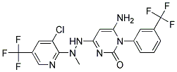 6-Amino-4-(2-(3-chloro-5-(trifluoromethyl)-2-pyridinyl)-2-methylhydrazino)-1-(3-(trifluoromethyl)phenyl)-2(1H)-pyrimidinone Struktur