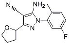 5-amino-1-(5-fluoro-2-methylphenyl)-3-(tetrahydrofuran-2-yl)-1H-pyrazole-4-carbonitrile Struktur