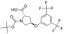 (2S,4R)-4-[3,5-bis(trifluoromethyl)phenoxy]-1-(tert-butoxycarbonyl)pyrrolidine-2-carboxylic acid Struktur