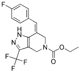 7-(E)-p-Fluorobenzylidene-5-ethoxycarbonyl-4,5,6,7-tetrahydro-3-(trifluoromethyl)pyrazolo-[4,3-c]-pyridine Struktur