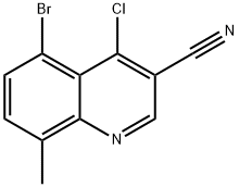 5-BROMO-4-CHLORO-8-METHYL-QUINOLINE-3-CARBONITRILE
 Struktur