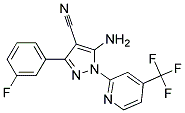 5-amino-3-(3-fluorophenyl)-1-[4-(trifluoromethyl)pyridin-2-yl]-1H-pyrazole-4-carbonitril Struktur