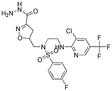 N-(2-((3-Chloro-5-(trifluoromethyl)-2-pyridinyl)amino)ethyl)-4-fluoro-N-((3-(hydrazinocarbonyl)-4,5-dihydro-5-isoxazolyl)methyl)benzenesulfonamide Struktur